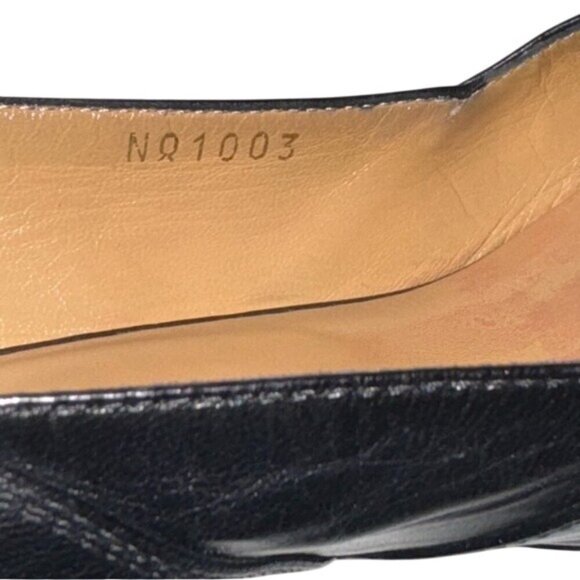 Louis Vuitton Black Leather Slingback Pumps Gold LV Logo Detail Box 39EU 8.5 US - Picture 6 of 13